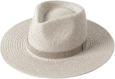 Vintage Straw Fedora Hat for Women Ladies Summer UPF Wide Brim Panama Sombrero Beach Travel in Saudi Arabia