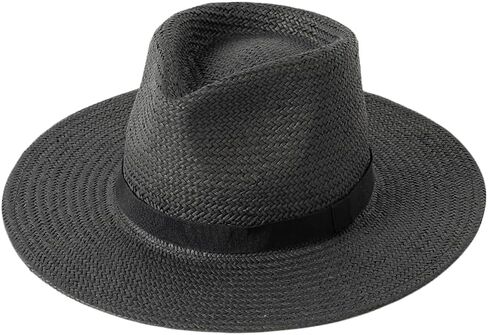 Vintage Straw Fedora Hat for Women Ladies Summer UPF Wide Brim Panama Sombrero Beach Travel in Saudi Arabia