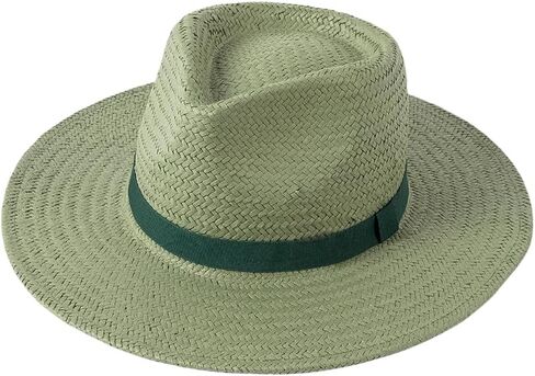 Vintage Straw Fedora Hat for Women Ladies Summer UPF Wide Brim Panama Sombrero Beach Travel in Saudi Arabia