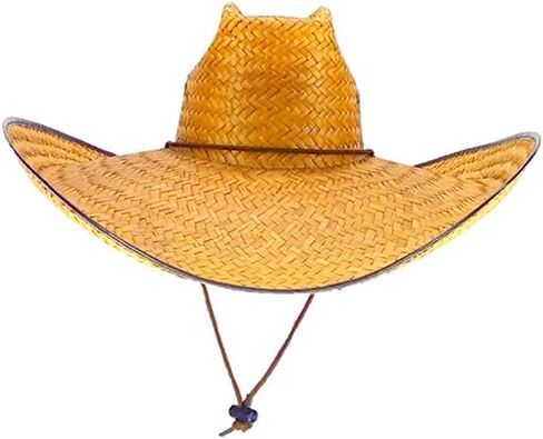 Double Weaved Ranch Style Hat Universal Fit Wide Brim Straw Hat in Kuwait