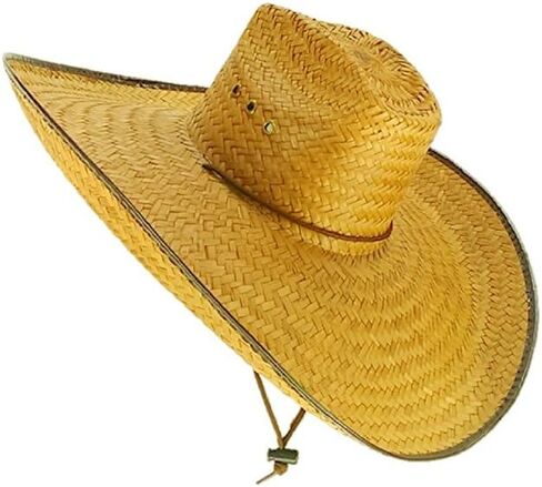 Double Weaved Ranch Style Hat Universal Fit Wide Brim Straw Hat in Kuwait