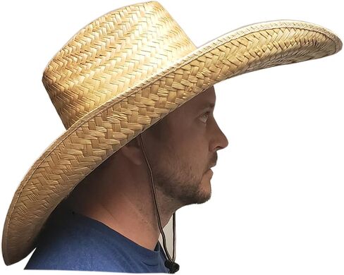 Double Weaved Ranch Style Hat Universal Fit Wide Brim Straw Hat in Kuwait