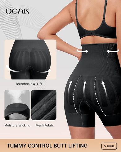 OEAK Shapewear Tummy Control for Women Thigh Slimmer High Waisted Body Shaper Shorts Butt Lifting Shapewear for Under Dresses Black,4XL in Kuwait