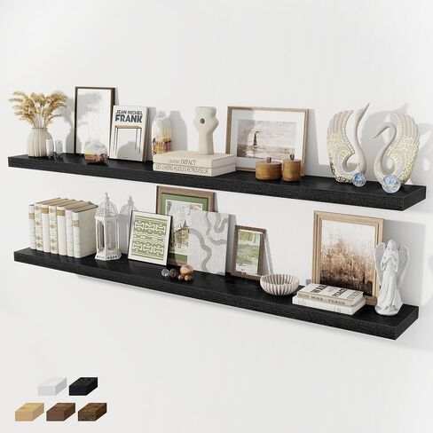 Floating Shelves for Wall, 28 Inch Floating Shelves Set of 2, Wall Mounted Rustic Wood Shelf for Bathroom, Living Room, Bedroom and Kitchen, Hanging Shelf for Storage, Books, Home Decor, Oak in Kuwait