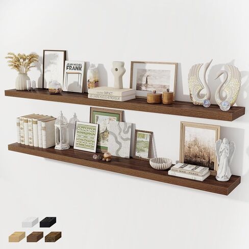 Floating Shelves for Wall, 28 Inch Floating Shelves Set of 2, Wall Mounted Rustic Wood Shelf for Bathroom, Living Room, Bedroom and Kitchen, Hanging Shelf for Storage, Books, Home Decor, Oak in Kuwait