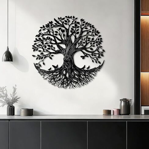 YIYA Metal Tree of Life Wall Decor, 12.8" Colorful Tree of Life Wall Art with Birds, Rustic Iron Wall Sculpture for Living Room, Bedroom, Bathroom, Boho Home Decor, Housewarming Gift（Green） in Kuwait