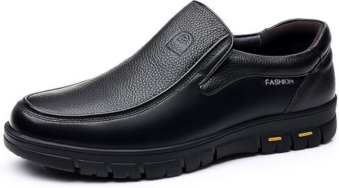 Men's Leather Slip On Loafers Casual Comfortable Round Toe Soft Non Slip Platform Moccasin Walking Shoes Business Office Work Dress Shoes in Saudi Arabia