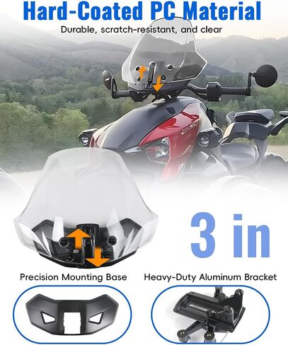 150% Larger Dark Tinted Windshield for Can-Am Ryker, 3" Adjustable Wider Front Hard Coated Adventure Windshield for Ryker 600, 900, Sport & Rally Editions All Models Accessories, Replaces #219401032 in Kuwait