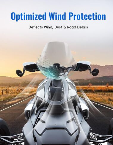 150% Larger Dark Tinted Windshield for Can-Am Ryker, 3" Adjustable Wider Front Hard Coated Adventure Windshield for Ryker 600, 900, Sport & Rally Editions All Models Accessories, Replaces #219401032 in Kuwait
