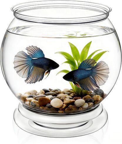 38 oz Mini Plastic Fish Bowl, Decorative Small Fishbowl, Clear Round Small Fishbowl Aquarium, Unbreakable Plastic Betta Fish Tank for Centerpiece Vases, Party Decorations and Home Decor in Saudi Arabia