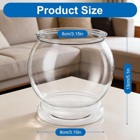 38 oz Mini Plastic Fish Bowl, Decorative Small Fishbowl, Clear Round Small Fishbowl Aquarium, Unbreakable Plastic Betta Fish Tank for Centerpiece Vases, Party Decorations and Home Decor in Saudi Arabia