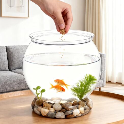38 oz Mini Plastic Fish Bowl, Decorative Small Fishbowl, Clear Round Small Fishbowl Aquarium, Unbreakable Plastic Betta Fish Tank for Centerpiece Vases, Party Decorations and Home Decor in Saudi Arabia