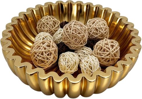 Large Modern Ruffle Bowls, Artificial Stone Decorative Catch All Bowl for Kitchen Counter and Entryway Table, Handcrafted Fruit Bowls and Key Bowl for Home Decor(Beige) in Saudi Arabia