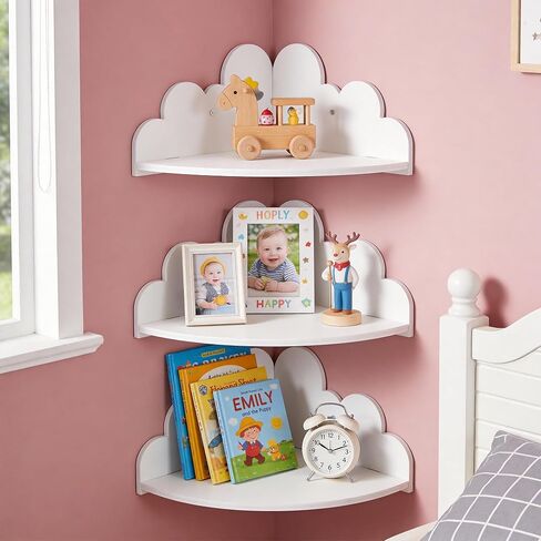 White Cloud Floating Corner Shelves Set of 3, Corner Shelves Wall Mounted for Kids Room Nursery, Cloud Decor Wall Shelf & Nubes para Decorar Cuarto Storage Shelves for Toys Plants in Saudi Arabia