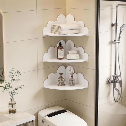 White Cloud Floating Corner Shelves Set of 3, Corner Shelves Wall Mounted for Kids Room Nursery, Cloud Decor Wall Shelf & Nubes para Decorar Cuarto Storage Shelves for Toys Plants in Saudi Arabia