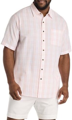 Oak Hill by DXL Men's Big and Tall Seersucker Plaid Sport Shirt in Saudi Arabia