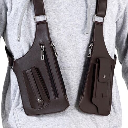 Double Shoulder Armpit Bag, Premium Leather Adjustable Underarm Shoulder Bag with Hidden Shoulder Strap Compartments in Saudi Arabia