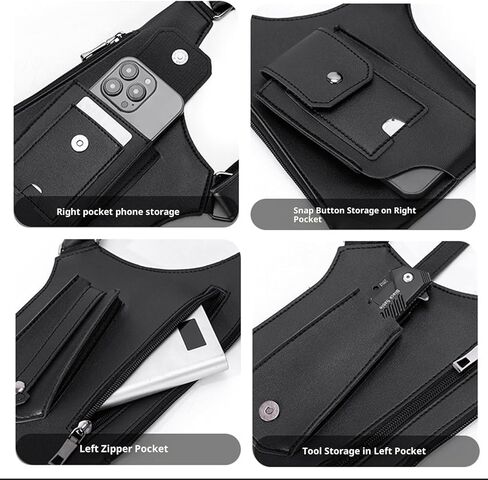 Double Shoulder Armpit Bag, Premium Leather Adjustable Underarm Shoulder Bag with Hidden Shoulder Strap Compartments in Saudi Arabia