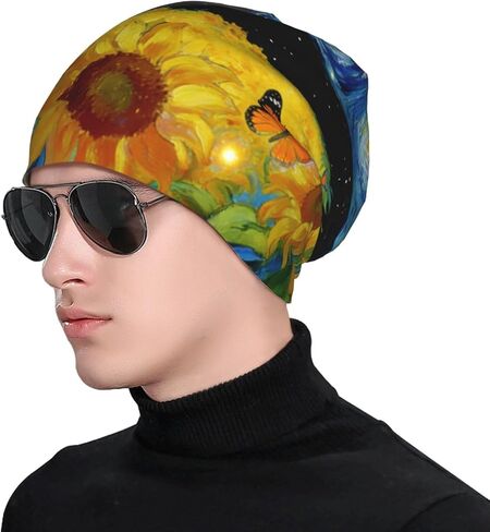 قبعة صغيرة منسوجة على شكل بقرة هايلاند من Slouchy قبعة جمجمة مطبوعة بغطاء رأس كيميائي للنساء والرجال، قبعة نوم in Kuwait
