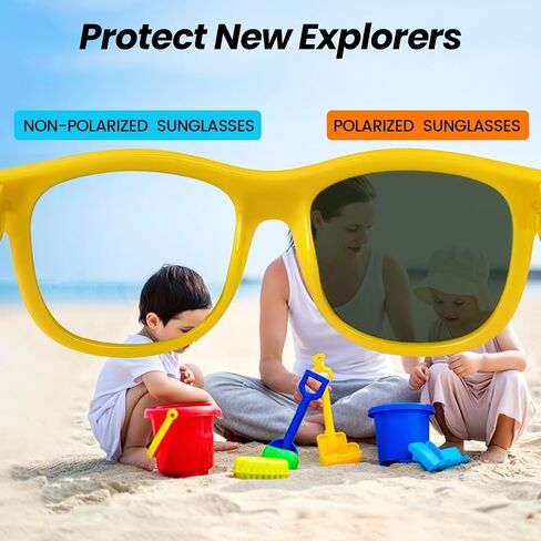 HECCEI Baby Sunglasses, UV Protection Polarized Flexible Sunglasses with Strap for Infant Toddler Boys Girls Age 0-24Months in Kuwait