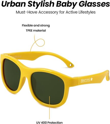 HECCEI Baby Sunglasses, UV Protection Polarized Flexible Sunglasses with Strap for Infant Toddler Boys Girls Age 0-24Months in Kuwait