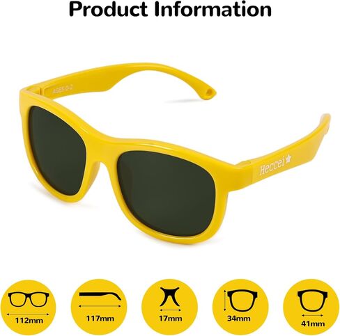 HECCEI Baby Sunglasses, UV Protection Polarized Flexible Sunglasses with Strap for Infant Toddler Boys Girls Age 0-24Months in Kuwait