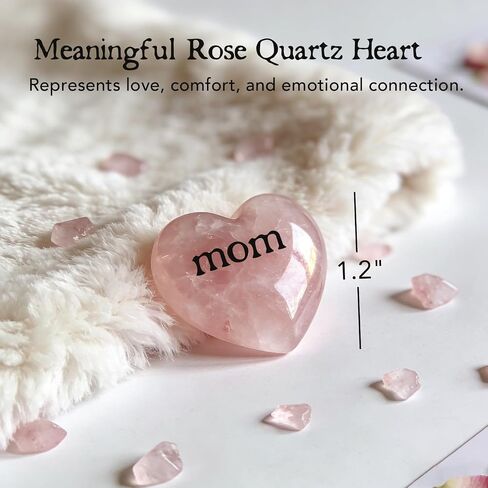 Odrano Rose Quartz Pocket Hug Gift for Mom, Heart Crystal Keepsake for Mother with Sentimental Card, Appreciation Gift from Daughter Son for Birthday, Thank You, Long Distance (Rose) in Saudi Arabia