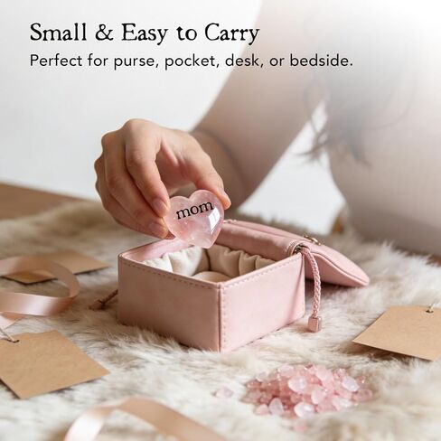 Odrano Rose Quartz Pocket Hug Gift for Mom, Heart Crystal Keepsake for Mother with Sentimental Card, Appreciation Gift from Daughter Son for Birthday, Thank You, Long Distance (Rose) in Saudi Arabia