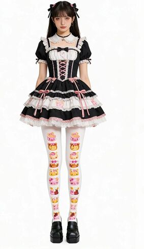 Kawaii Cutecore Tights, Funky Whimsical Tights, Fun Colorful Tights for Women, Lolita Harajuku Fashion Accessories, Whimsy Twee Aesthetic Clothing, Cute Kawaii Clothes in Kuwait