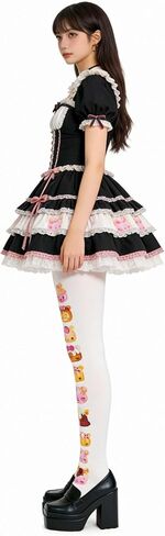 Kawaii Cutecore Tights, Funky Whimsical Tights, Fun Colorful Tights for Women, Lolita Harajuku Fashion Accessories, Whimsy Twee Aesthetic Clothing, Cute Kawaii Clothes in Kuwait