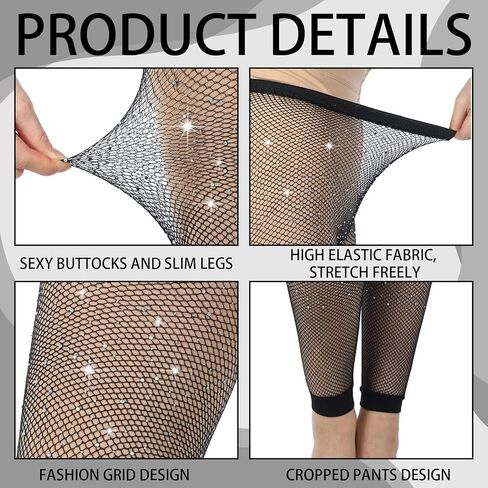 Bencailor 4 Pcs Valentine's Day Rhinestone Leggings Fish Net Tights High Waist Leggings Mesh Thigh High Stockings Pantyhose(Nylon,Classic Style) in Kuwait
