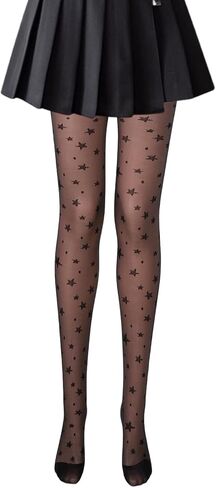 Star Tights for Women, Black Star Tights, Cute Patterned Tight, Durable & Resistant to Snagging Patterned Pantyhose for Women in Kuwait