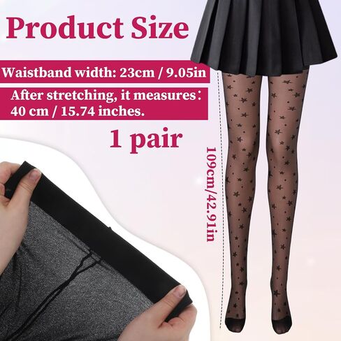 Star Tights for Women, Black Star Tights, Cute Patterned Tight, Durable & Resistant to Snagging Patterned Pantyhose for Women in Kuwait