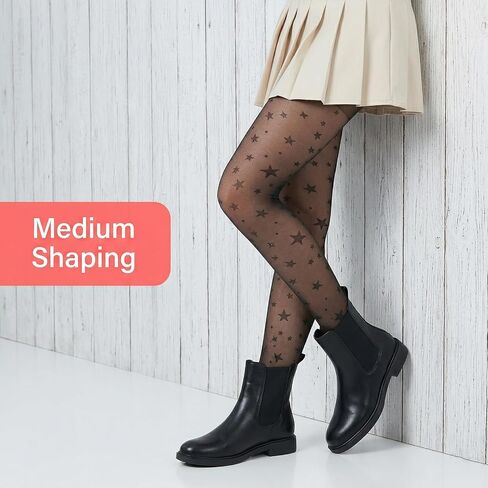 Star Tights for Women, Black Star Tights, Cute Patterned Tight, Durable & Resistant to Snagging Patterned Pantyhose for Women in Kuwait