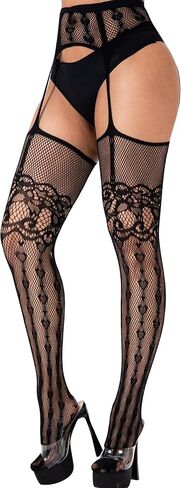 Garter Fishnet Tights for Women Hollow Out Fishnet Stockings Lace Stockings in Saudi Arabia