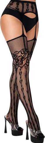 Garter Fishnet Tights for Women Hollow Out Fishnet Stockings Lace Stockings in Saudi Arabia