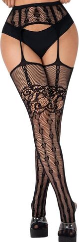 Garter Fishnet Tights for Women Hollow Out Fishnet Stockings Lace Stockings in Saudi Arabia