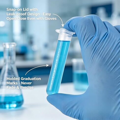 200pcs 10ml Plastic Vial Tube EP Lab Centrifuge Tube Vial Test Tube Sample Storage Container Liquid with Snap Cap in Kuwait
