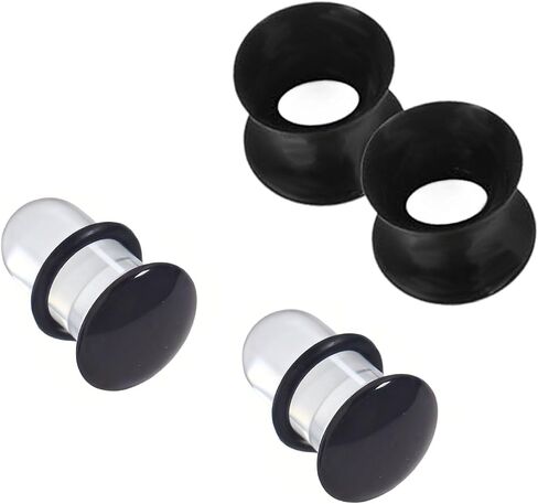 Glass Gauge for Ears Stretching Kit and Silicone Gauge Double Flared Flesh Ear Gauges for Women/Men,2 Pairs,2G/0G/00G Ear Plugs in Kuwait