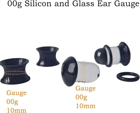 Glass Gauge for Ears Stretching Kit and Silicone Gauge Double Flared Flesh Ear Gauges for Women/Men,2 Pairs,2G/0G/00G Ear Plugs in Kuwait
