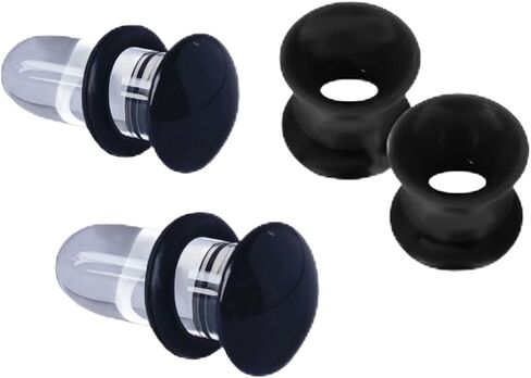 Glass Gauge for Ears Stretching Kit and Silicone Gauge Double Flared Flesh Ear Gauges for Women/Men,2 Pairs,2G/0G/00G Ear Plugs in Kuwait