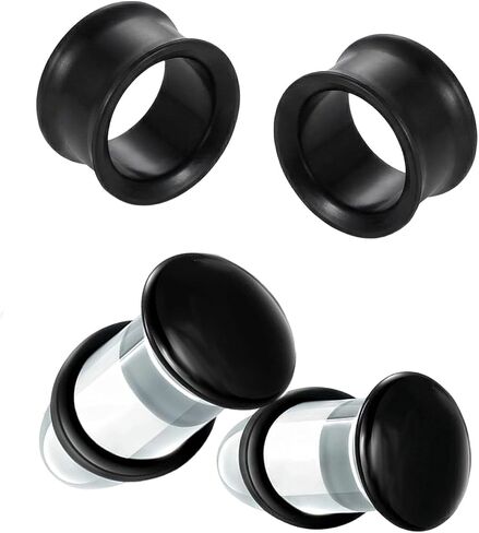 Glass Gauge for Ears Stretching Kit and Silicone Gauge Double Flared Flesh Ear Gauges for Women/Men,2 Pairs,2G/0G/00G Ear Plugs in Kuwait