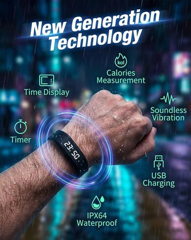 Vibrating Alarm Clock for Heavy Sleepers Vibration Wristband Watch Sleeps Wrist Silent Rise Bands Sleeper Wake up Shock Wearable Wristbands Deaf Band Bracelet Partner Deep Sleep Gadgets(Black) in Saudi Arabia