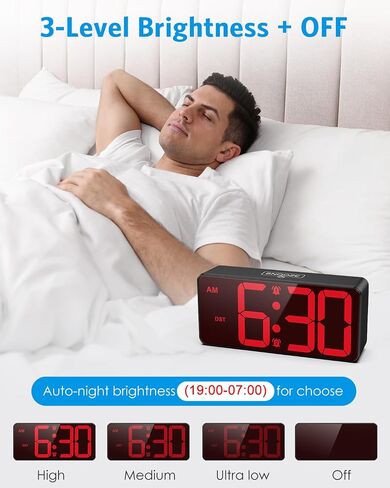 AMIR Digital Clock for Bedroom, Battery Powered Bedside Alarm Clock with 4 Adjustable Brightness, 3 Adjustable Volume, Night Mode, DST, 12/24H, Dual Alarm Desk Clock for Seniors, Kids, Teens in Saudi Arabia