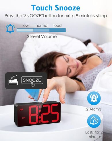 AMIR Digital Clock for Bedroom, Battery Powered Bedside Alarm Clock with 4 Adjustable Brightness, 3 Adjustable Volume, Night Mode, DST, 12/24H, Dual Alarm Desk Clock for Seniors, Kids, Teens in Saudi Arabia