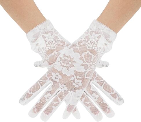 Women's Lace Gloves with Double Bowfor Wedding, Cosplay, Tea Party, Halloween Costume,Masquerade Ball in Saudi Arabia