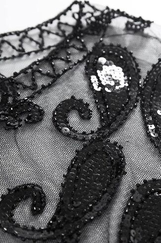 BABEYOND 1920s Shawl Wraps Sequin Beaded Cape Bolero Flapper Cover Up Long Opera Gloves Costume Stretchy Adult Size Elbow Length Great Gatsby for Party in Kuwait