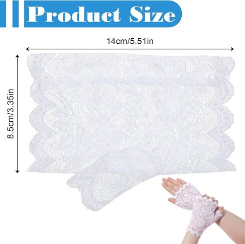 White Lace Gloves Lace Fingerless Gloves Tea Party Glove for Women Wedding Opera Bridal Tea Party Prom Halloween Costume Accessories Short in Kuwait
