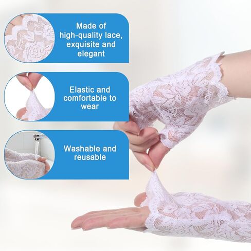 White Lace Gloves Lace Fingerless Gloves Tea Party Glove for Women Wedding Opera Bridal Tea Party Prom Halloween Costume Accessories Short in Kuwait