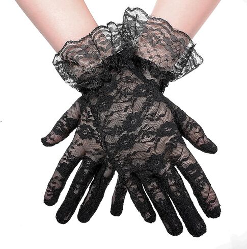 White Lace Gloves,Tea Party Gloves Short Lace Glove for Wedding,Tea Party,Opera,Halloween Costume in Kuwait